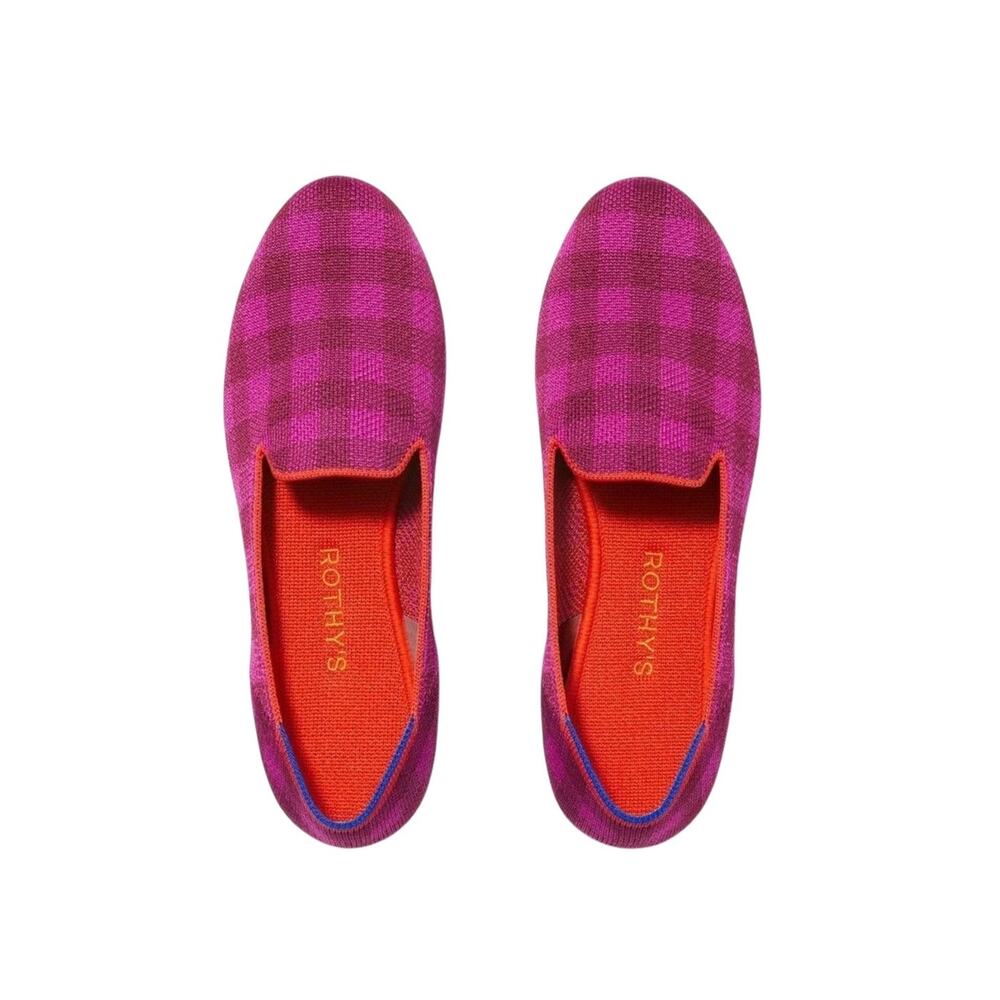 Rothy's Pink and Red Checkered Flats